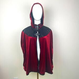 Womens Cape Sz M Hooded Velvet Arm Holes Cosplay Renaissance Witchy  Shakespeare